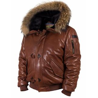 Пуховик кожаный Alaska Togo cognac (Art. 513)
